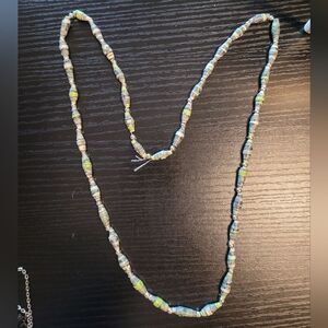Necklace fashion basic green silver toned slip over head womens ladies 4/$25